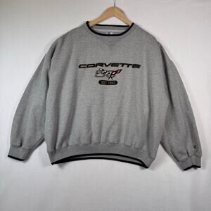 Vintage Corvette Men's Sweatshirt Crewneck Pullover Motorsport Embroidered Logo